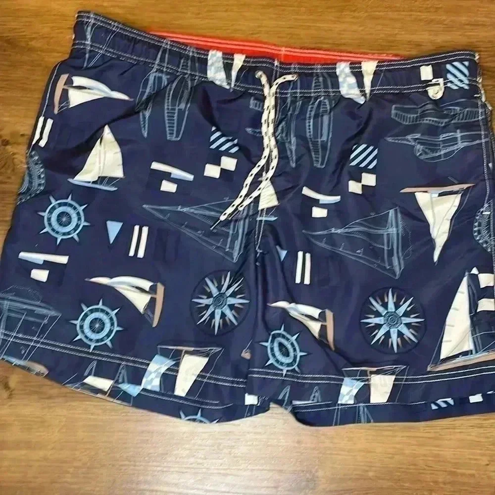 Lands’ End Men’s Large Boat Nautical Swim Trunks